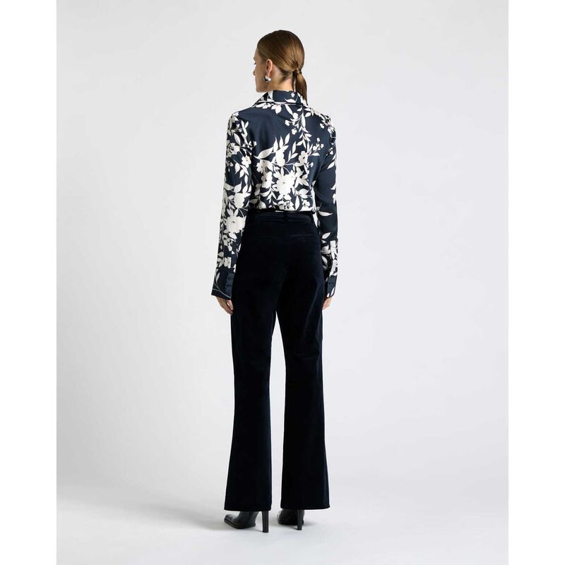 Cue Ink Stencil Floral Satin Shirt image number 1